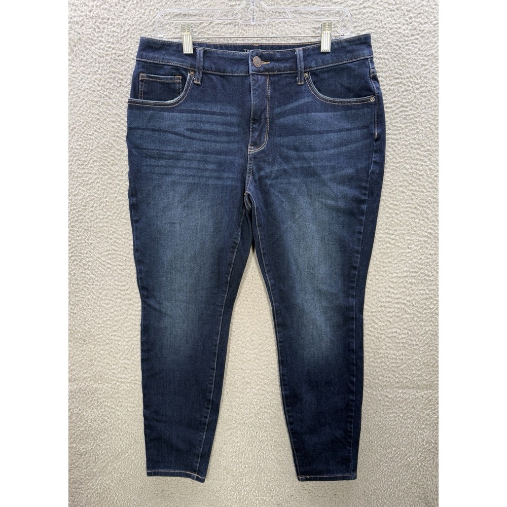 Time And Tru Jeans‎ Womens 14 Petite Blue High Rise Skinny Stretch Distressed